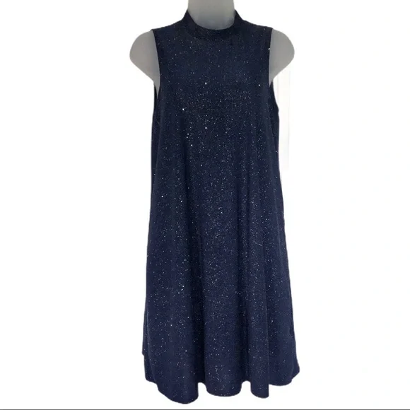 Tiana B. | Dresses | New Navy Blue Shimmer Glitter High Neck Dress Holiday Winter  Nye Glitter Sparkle | Poshmark